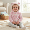 H33575:  Baby Pink Fairisle Hooded Cuddle Fleece Jacket (6-24 Months)